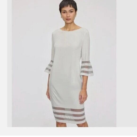 NWT Calvin Klein Plus Size Illusion-Trim Sheath Dress White SZ- 14W - Picture 4 of 9